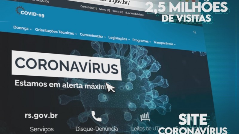 Imagem de uma página na internet informativa sobre Coranavírus.