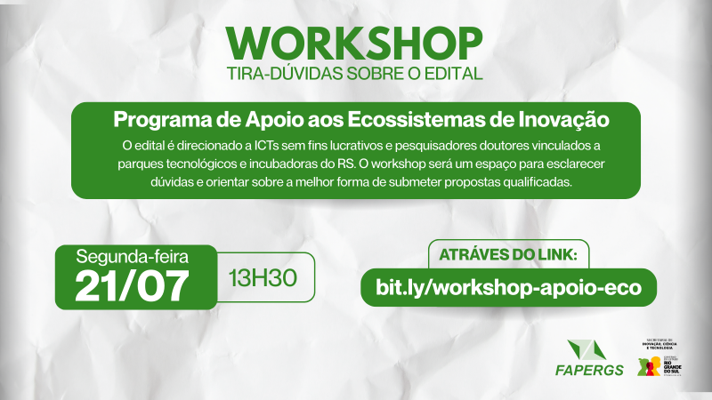 Card (capa matéria) Workshop do Edital Programa de Apoio aos Ecossistemas de Inovação